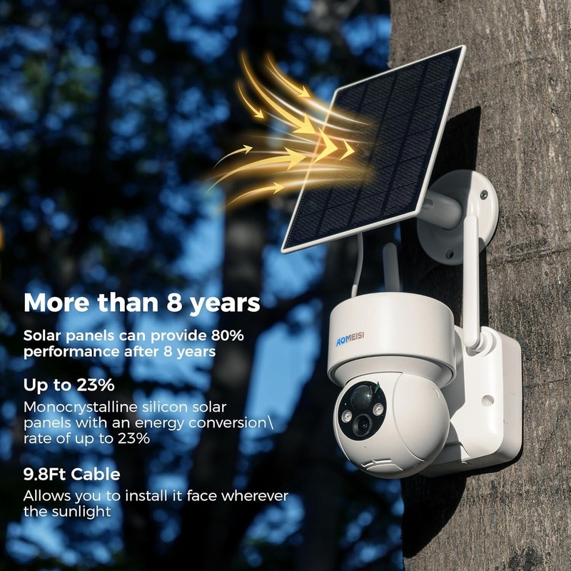 "5W 5V Solar Panel for Security Cameras, 23% Energy Conversion Rate,9.8Ft Cable, gallery