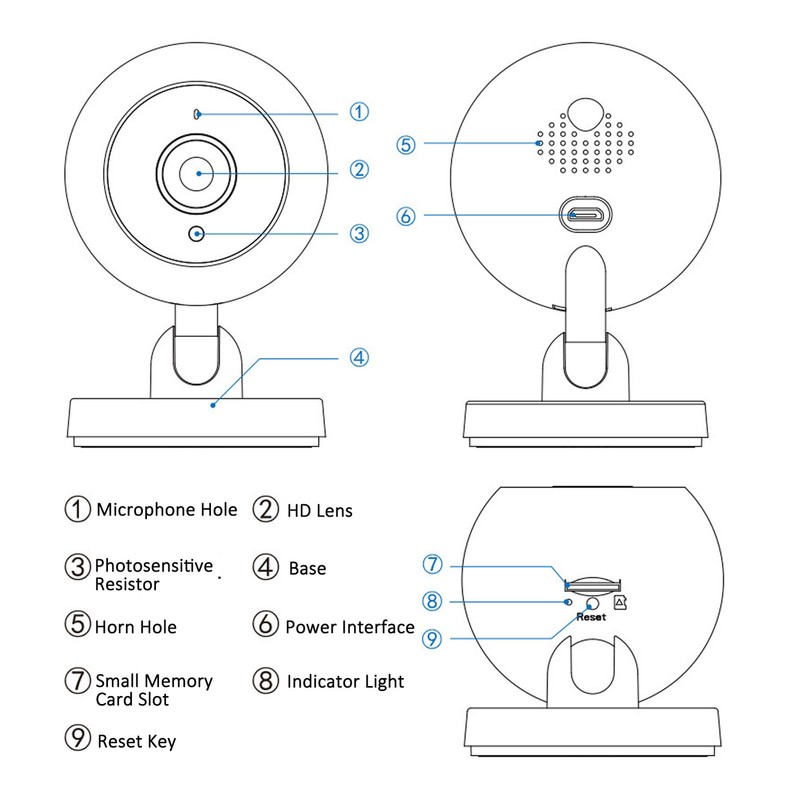 Wireless Security Camera 2MP 1080P 360°Rotation Real Time Alarm 2 Way 2.4G Wifi gallery