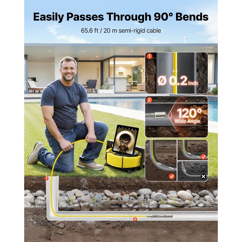 Sewer Drain Camera 65.6ft WiFi 12LED IP68 Waterproof gallery