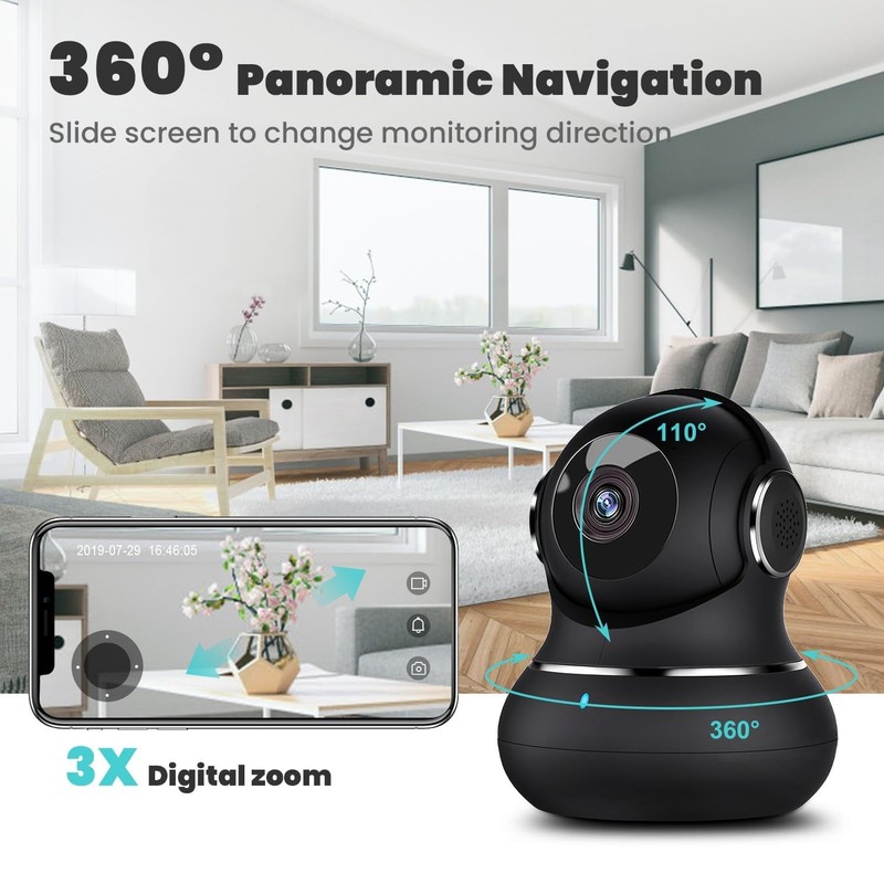 2K Indoor Security Camera, 360° Cameras for Home Security Indoor with Motion ... gallery