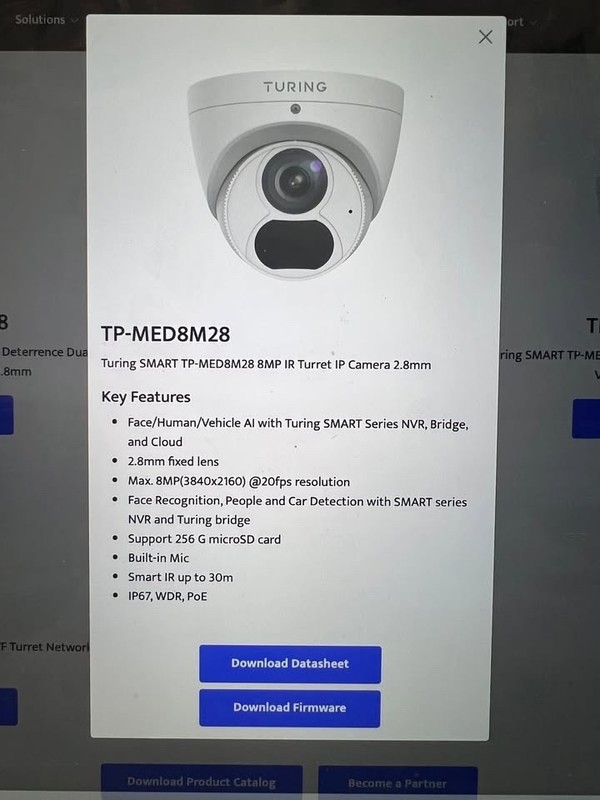 5x Turing TP-MVD8MV2 8MP IP Turret Security Cameras – Brand New in Box gallery