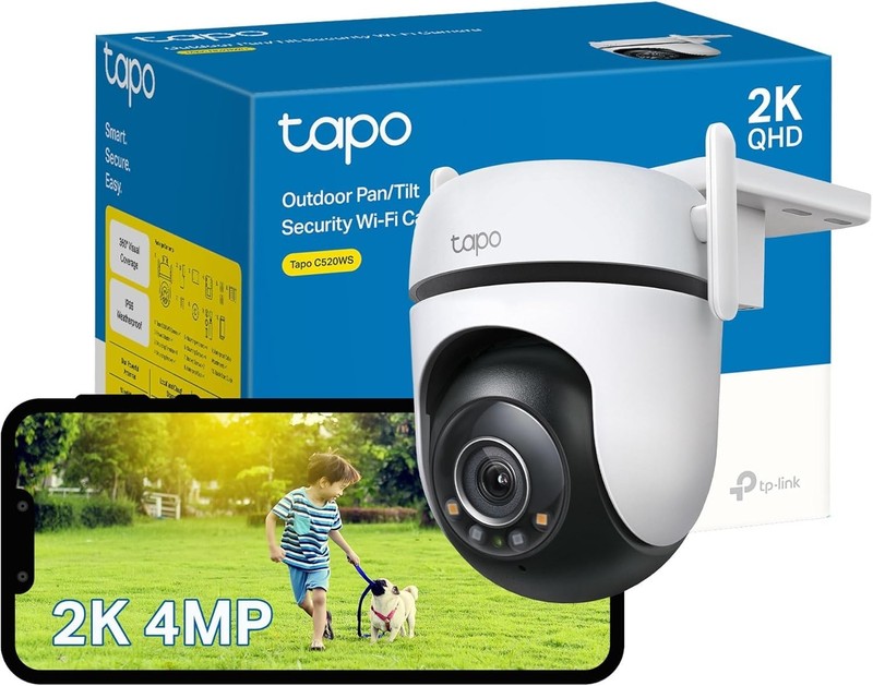 TP-Link Tapo 2K QHD Outdoor Pan/Tilt Wi-Fi Security Camera, 360° View, Motion Tr