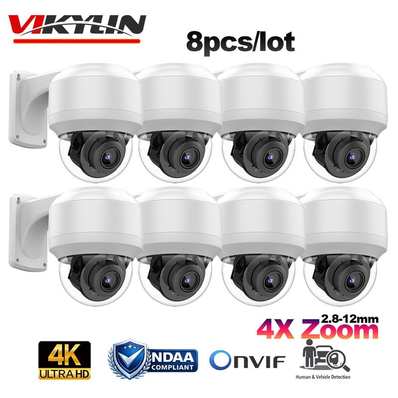 8pcs Vikylin 4K 8MP POE IP Camera Outdoor PTZ 4x Zoom IR Onvif Wired Home
