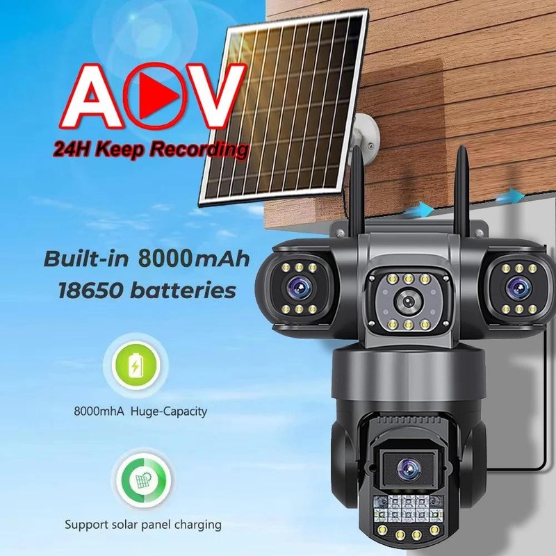 Solar HD Triple-Lens Cam – 4G, Night Vision, AOV Surveillance gallery