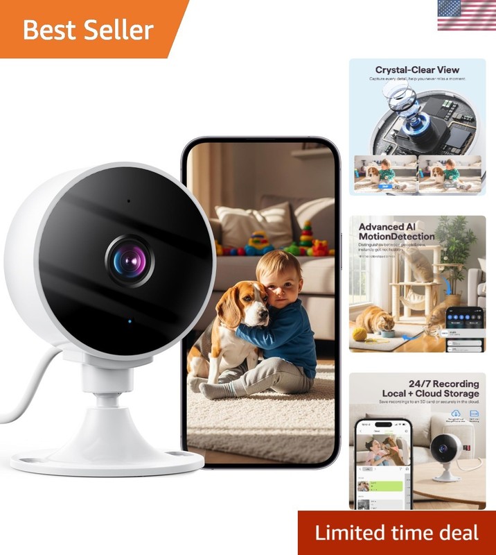 24/7 Cloud & Local Recording Security Camera – 2K, Night Vision, Two-Way Audio