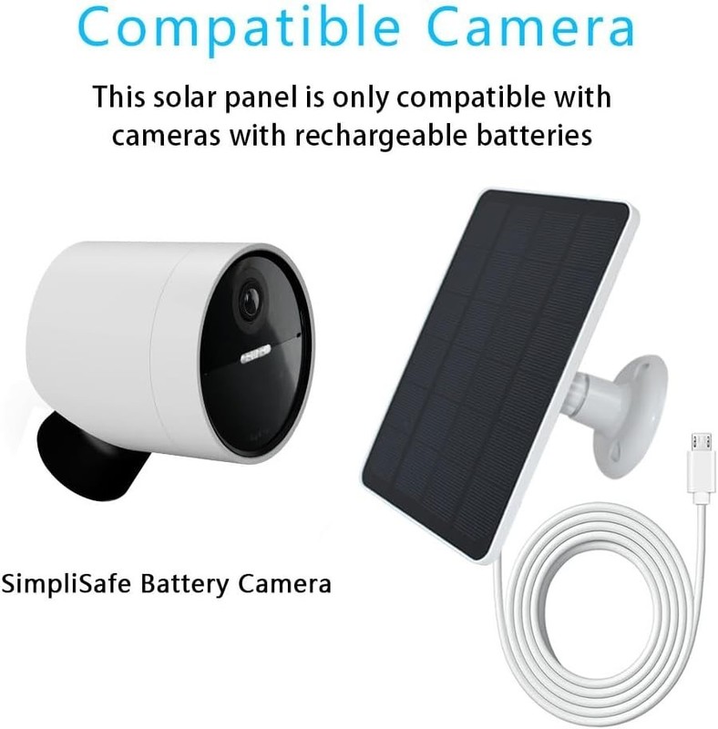 Solar Panel Compatible with SimpliSafe Outdoor Camera Wireless, 4W 5V Solar P... gallery