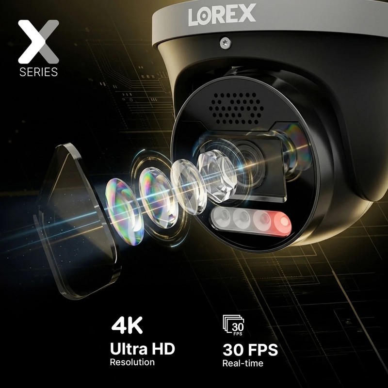 Lorex Connect X5 4K PoE Turret Camera with AI Color Night Vision – White/Black