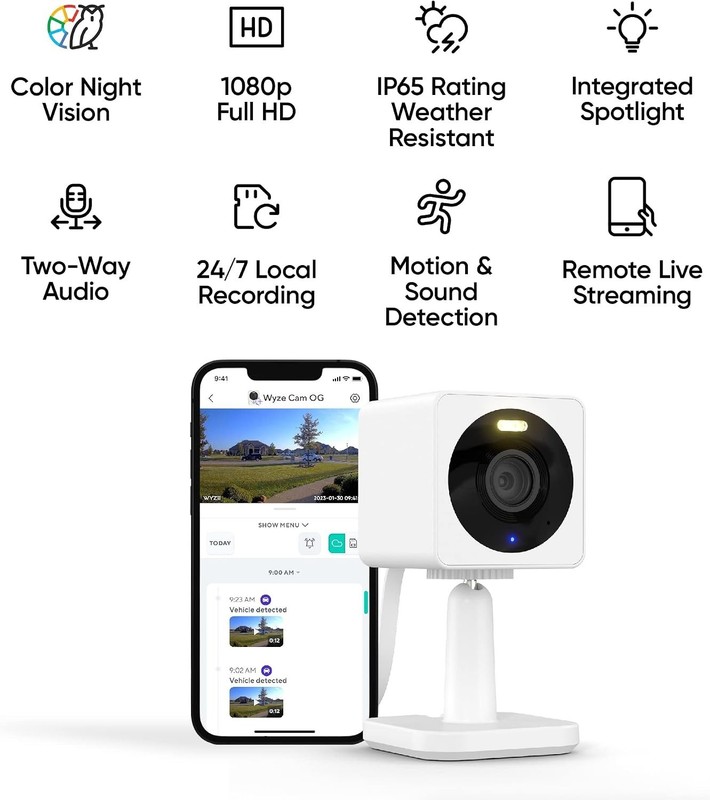 Cam OG 1080p Smart Security Camera 2pk Color Night Vision Alexa Compatible gallery