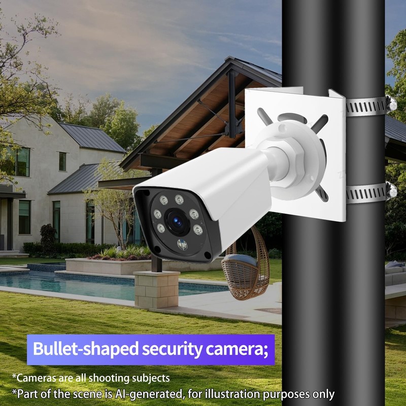 Universal Vertical Pole Mount for Security Camera, White gallery