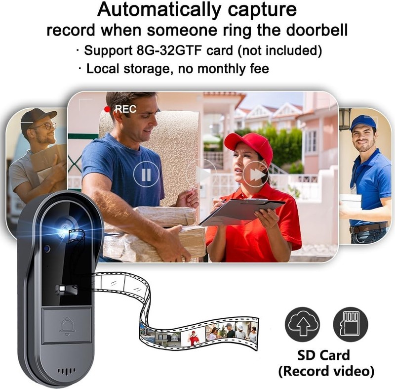 Doorbell Camera Wireless No Subscription with Monitor for Home/Apartment, Video gallery