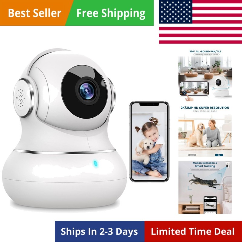 Security Camera Indoor 2K, 360 Pan/Tilt Cameras for Home Security with Motion…