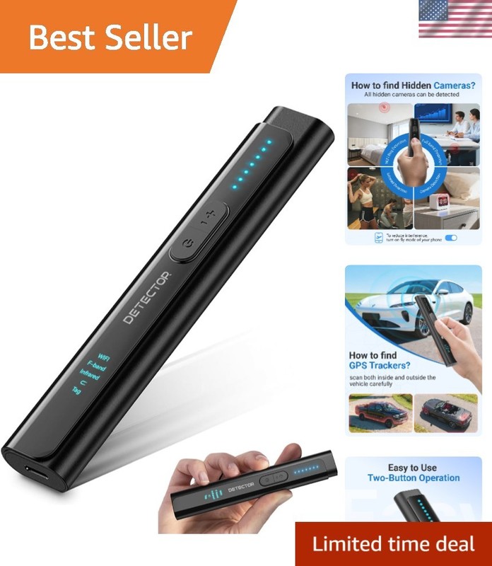Rechargeable 6-in-1 Camera & Bug Detector with Type-C Charging for Peace of Mind
