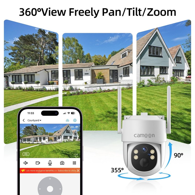 2K Solar Security Cameras Wireless Outdoor, 5/2.4Ghz WiFi Cameras for Home Se... gallery