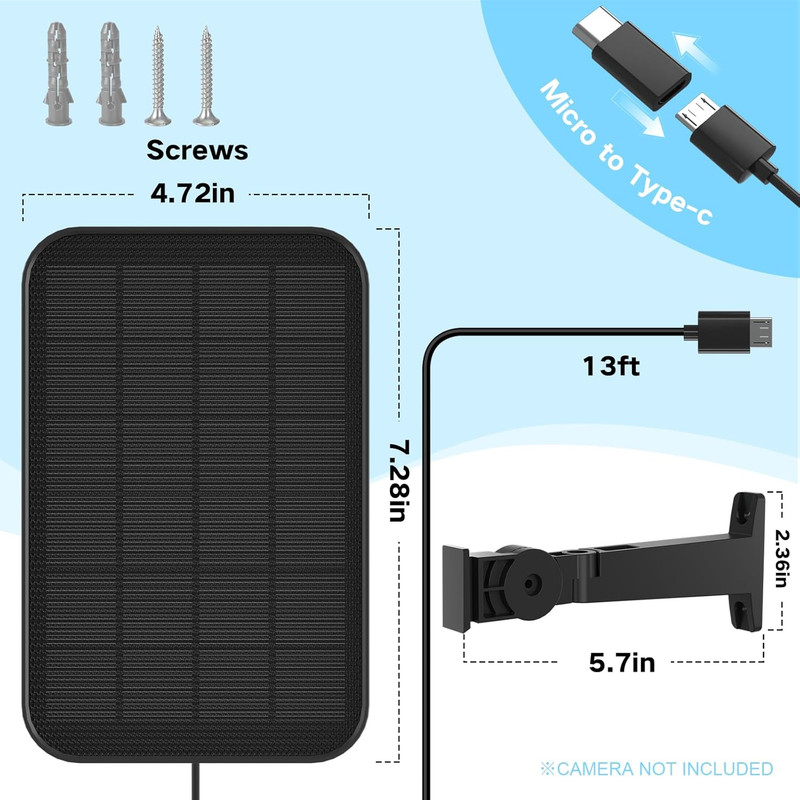 3.2W Solar Panel for Security Camera Compatible with Arlo Essential XL, Waterpro gallery
