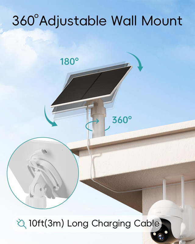 5W Solar Panel for Security Cameras Wireless Outdoor, with Micro USB & Type-C Po gallery