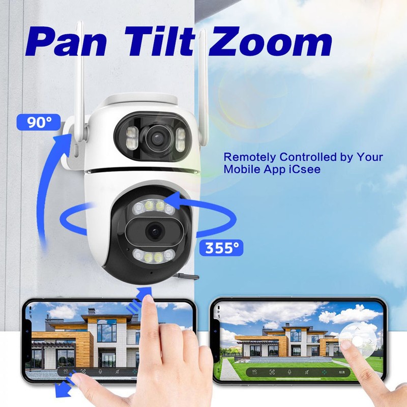 Pan Tilt Security Camera WiFi 8MP Dual Lens AI Motion Detection with APP KIT gallery