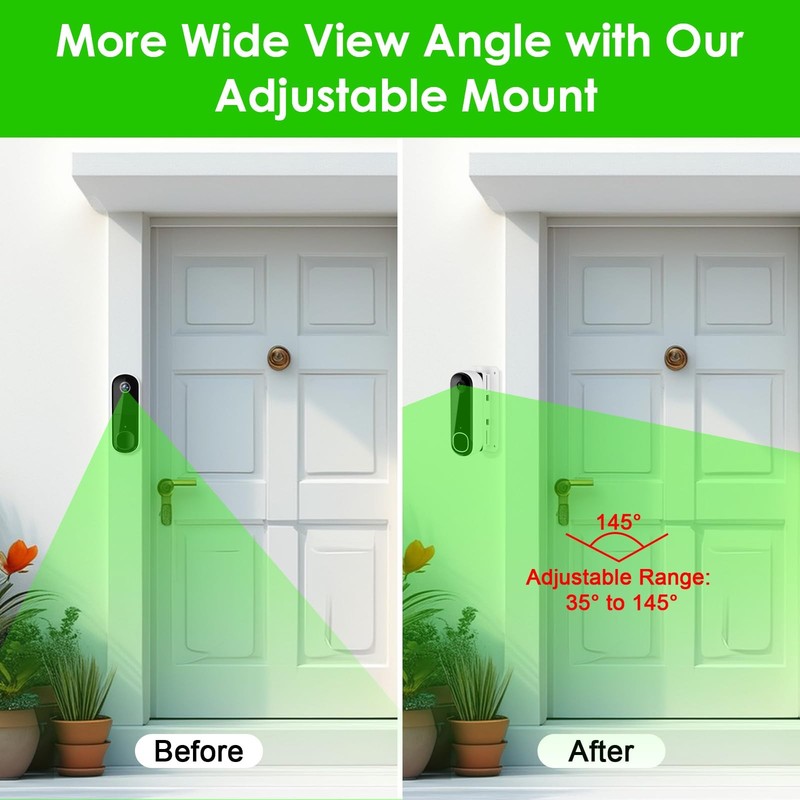 Angled (30°to 145°) Doorbell Wedge Mount for Arlo Video Doorbell 2K/HD -2nd Gen, gallery