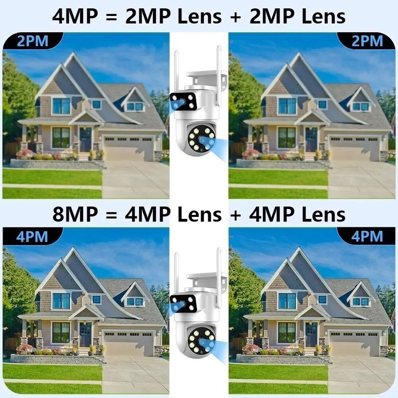Tuya 4K 8MP Outdoor Security Camera WIFI Dual Lens Screen Color Night Vision Cam gallery
