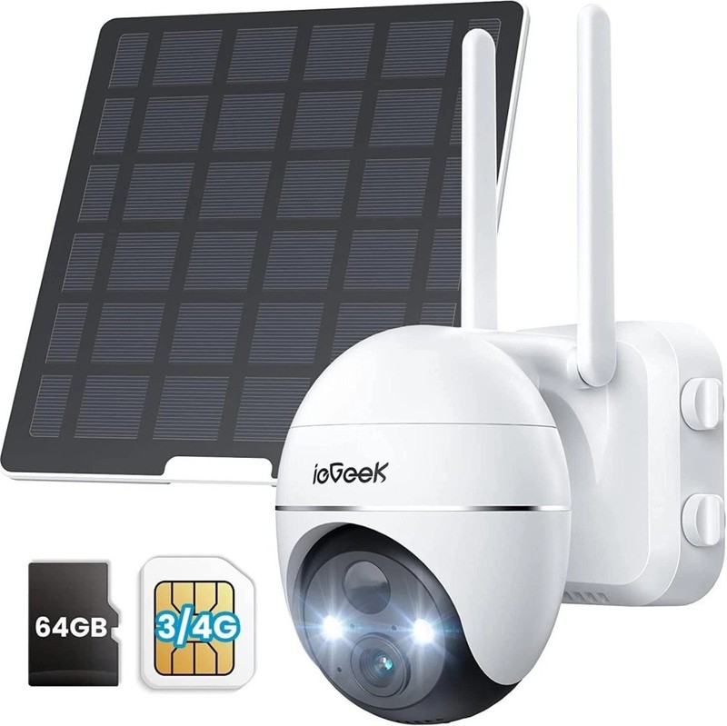 ieGeek Solar Powered Security Camera with 4G LTE Cellular Connection 2K