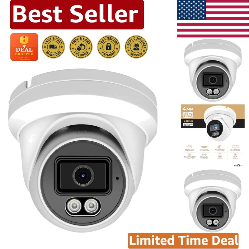 4MP PoE Dome Camera with Microphone – Waterproof & Wide-Angle Lens