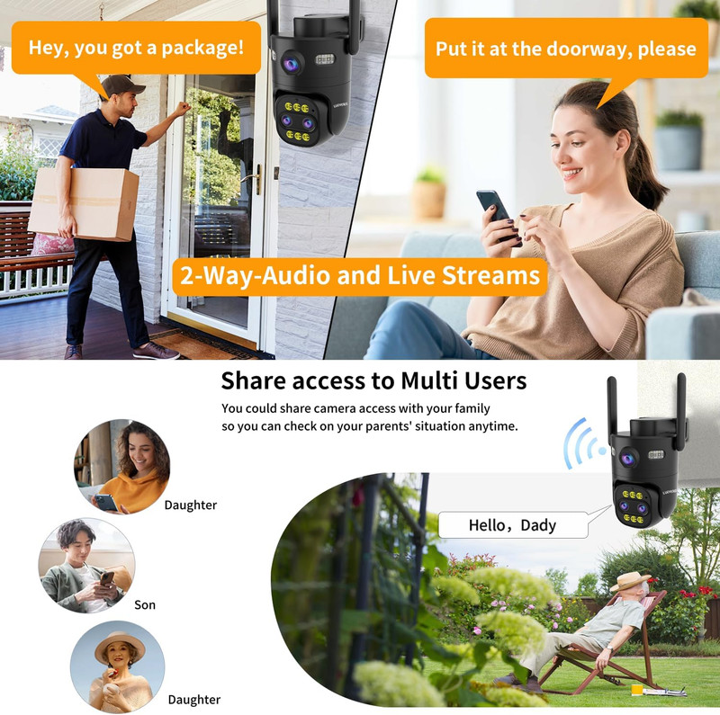 Camara de Seguridad Exterior Triple Lente Zoom 10X WiFi Grabacion Continua gallery