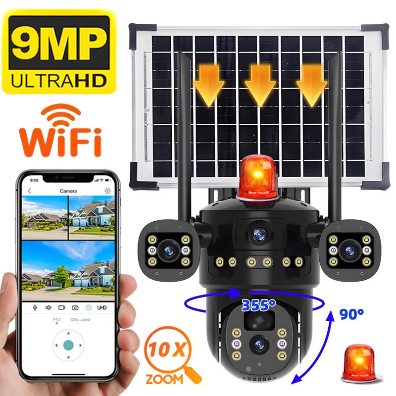 4x Solar Battery Powered Wireless WiFi Outdoor Home Security Camera System CCTV