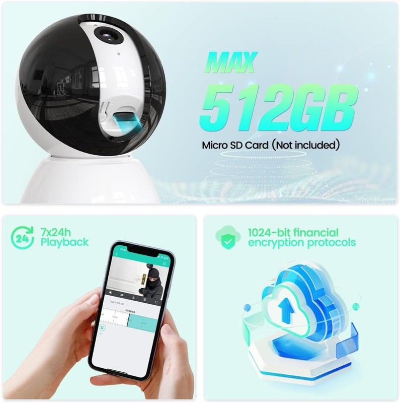 Pet Camera with 360° PTZ & Motion Tracking 1080P 2-Way Talk Night Vision gallery