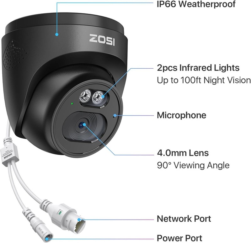 ZOSI 2Pack C220 2Pack 4MP 1440p Surveillance Outdoor Camera AI Human Detection gallery