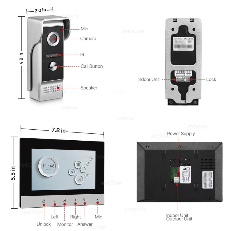1080P Video Intercom System, Wired VideoDoorbell HD Camera with 7 Inch Monito... gallery