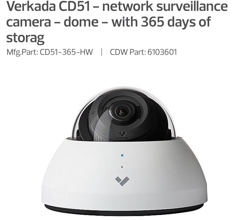 Verkada CD51 Indoor Dome Camera Model CD51-30-HW Brand New