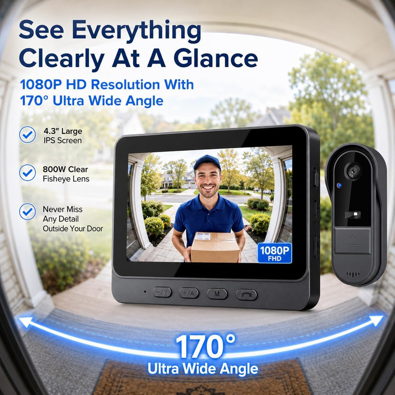 Wireless Doorbell Camera No Subscription No Wifi/App Needed for Home/Apartment/S gallery