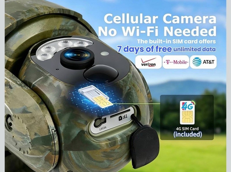 4G LTE Cellular Trail Camera, No Wifi Needed, Solar Powered, 2K Live Feed, Real- gallery
