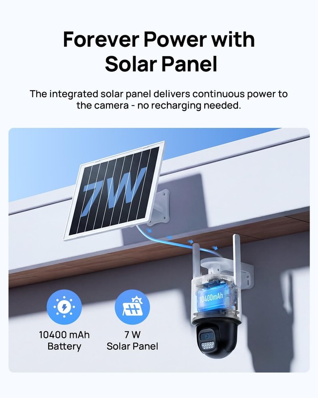 Orbis Solar Security Camera Wireless Outdoor, 2.5K 4MP 360° Coverage PTZ Came... gallery