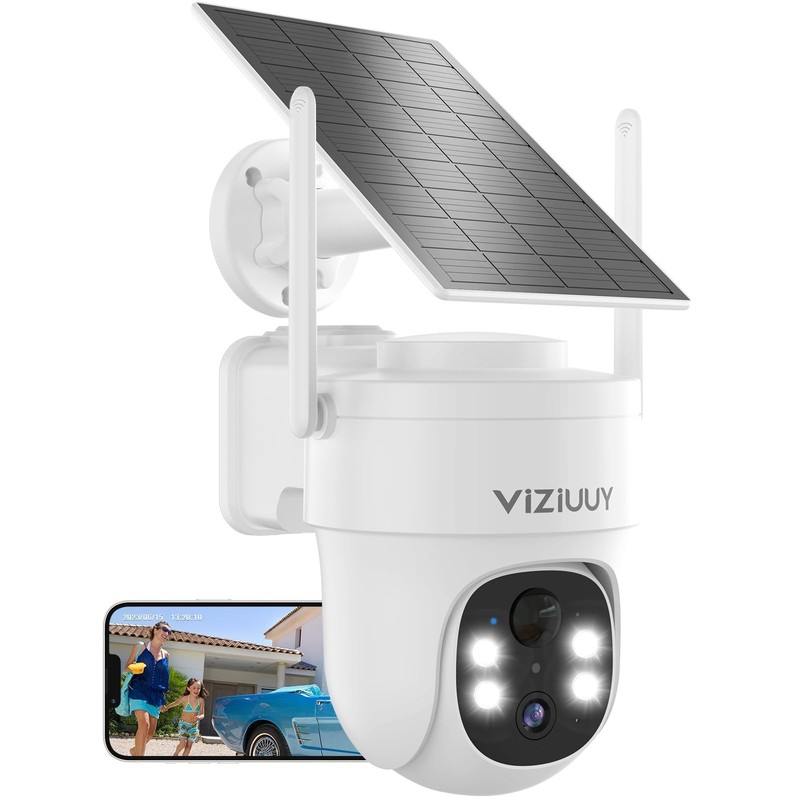 VIZIUUY Solar Security Cameras Wireless Outdoor, 3MP 3MP-1PK, White – Cam