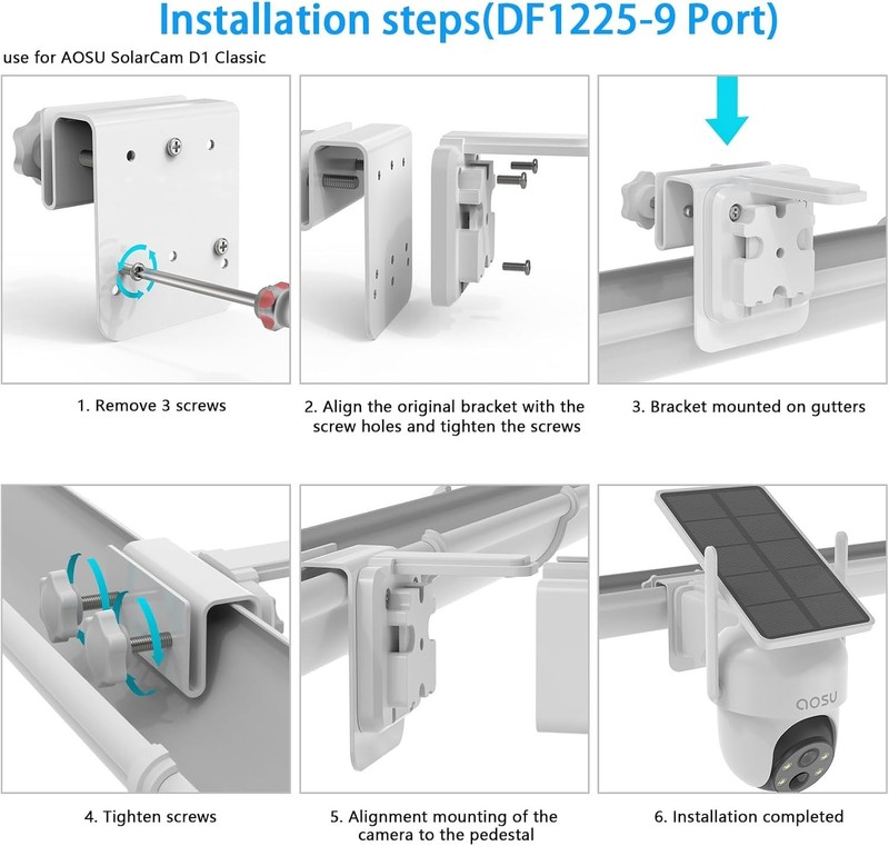 Only Gutter Mount for AOSU Solar Security Cameras Outdoor Wireless SolarCam D1 gallery