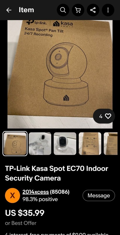 TP-Link Kasa Spot EC70 Pan Tilt Indoor Wi-Fi Security Camera 1080p gallery