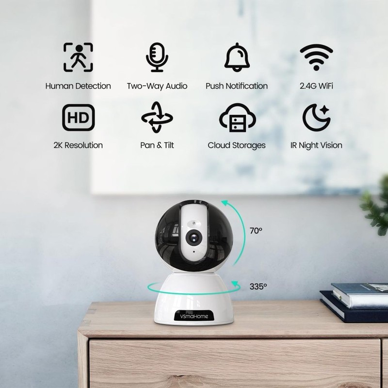 Security Indoor Camera with 360° View 1080P Motion Detection & Tracking gallery