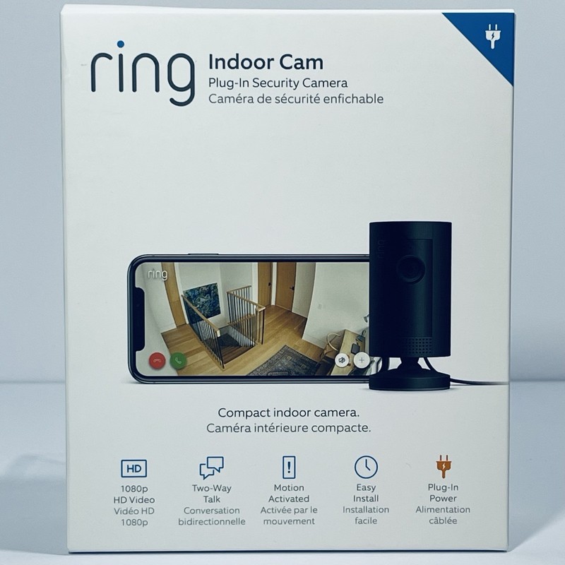 New In Box Sealed Ring Indoor Cam Black Plug-In Camera