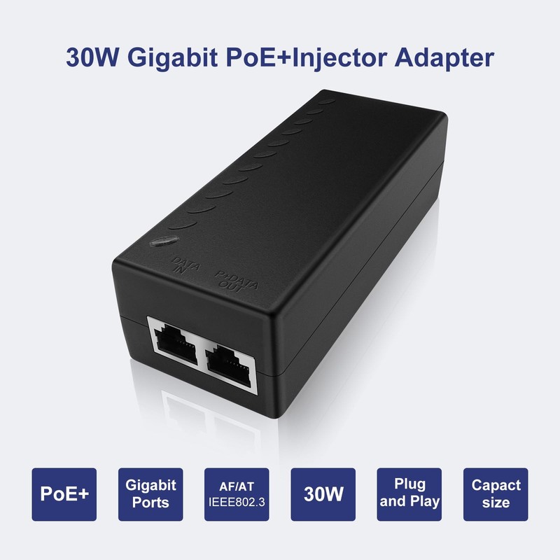 30W Gigabit PoE Injector Adapter 10/100/1000Mbps 802.3af/at POE30 Plug gallery