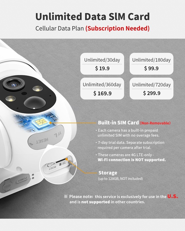 4G LTE Cellular Security Camera Includes SIM Card(Support Verizon/AT&T/T-Mobi... gallery