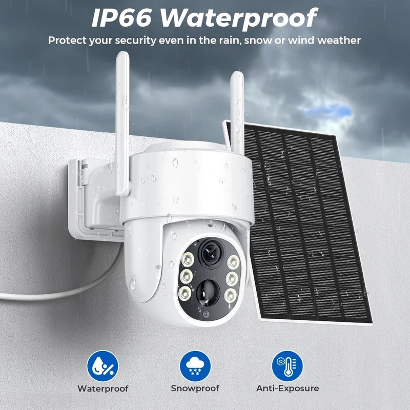 5MP HD WiFi PTZ Outdoor Solar Panel Cameras PIR Night Vision Security Monitors gallery