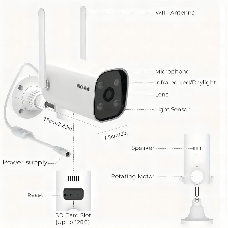 2K WiFi PTZ Bullet Camera, Outdoor/Indoor, Pan/tilt, 2-Way Audio, Night Visio... gallery