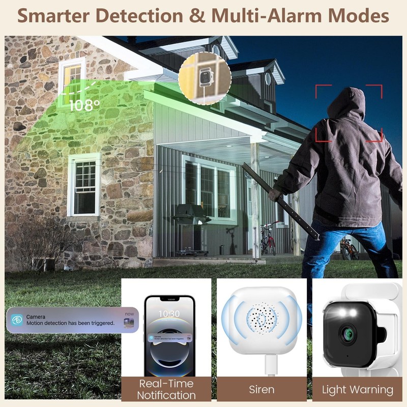 3MP 2K Window Camera, 2.4GHz & 5GHz WiFi Indoor Cameras for 2 Pack, White gallery
