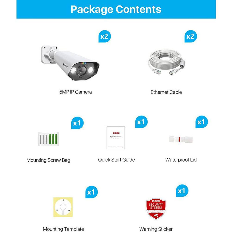 ZG1825E ZG1825A 5MP Poe Wired IP Outdoor Home Security Camera, 2-Way Audio, Only gallery