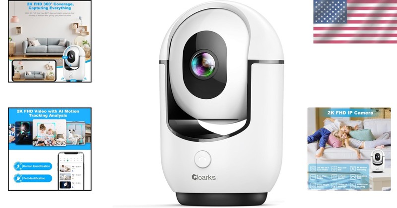 2K WiFi Indoor Security Camera with AI Motion Detection & Pan/Tilt Function gallery