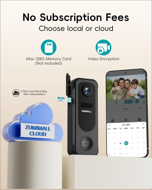 2K Wireless Doorbell Camera No Subscription, Battery Powered gallery