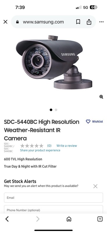 Samsung SDC-5440BCN Weather-Resistant Night Vision Camera / 600 TVLs + BNC Cable gallery