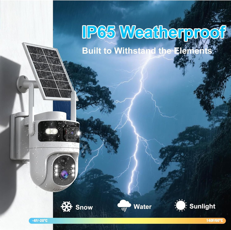 4G LTE Cellular Security Dual Lens Cameras Outdoor, Wireless Solar Security Came gallery