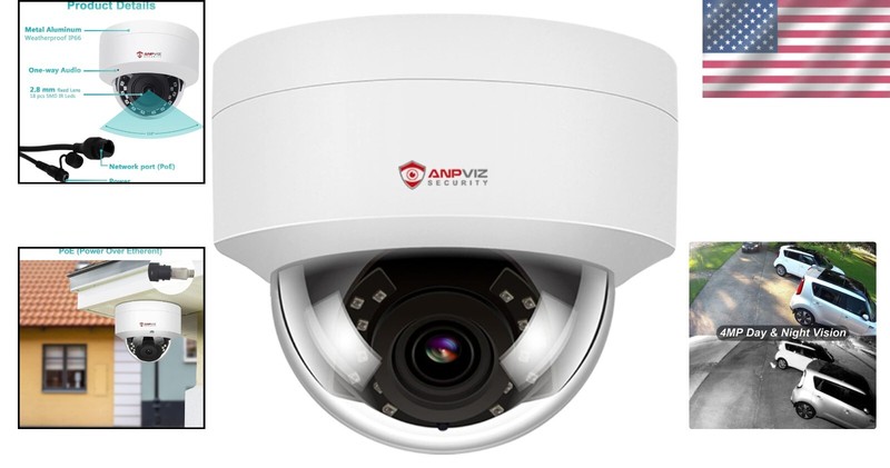Waterproof 4MP Dome Camera with Built-in Mic & Motion Detection - 98ft View gallery