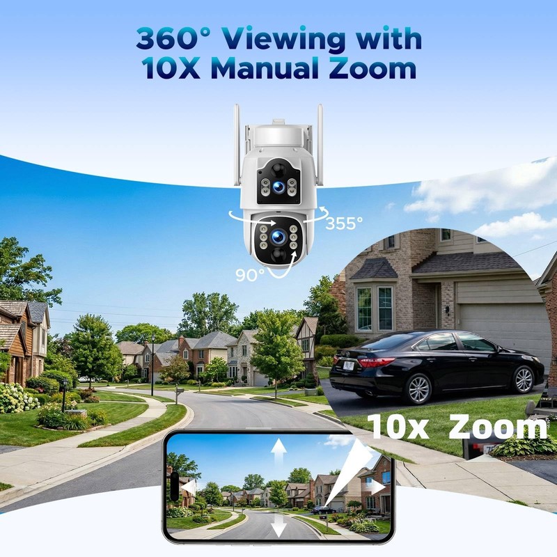4G LTE Cellular Security Camera, Dual Lens 360° PTZ Auto Tracking, Solar Came... gallery